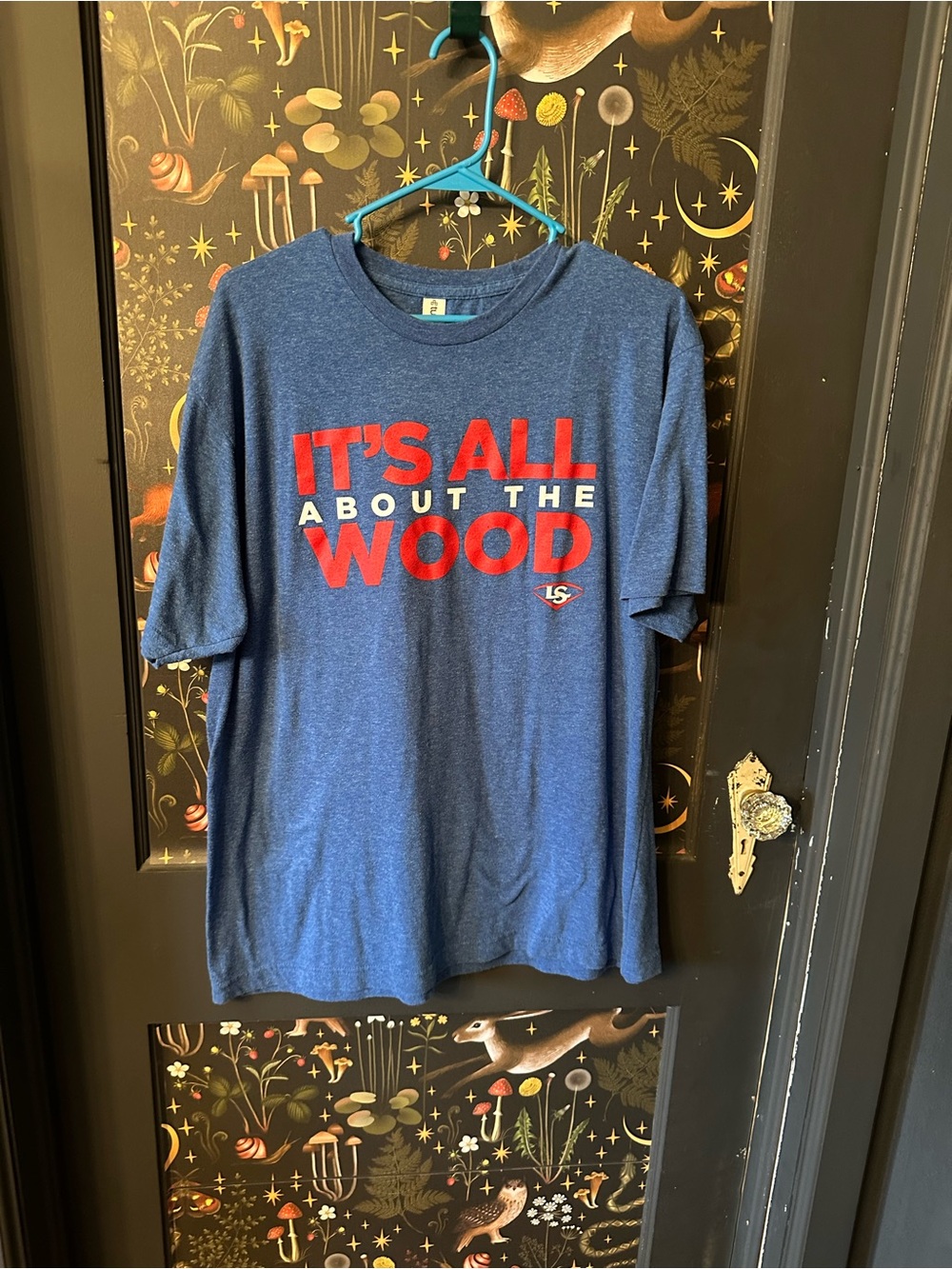 Tultex Blue Short-Sleeve Tee with Red Graphic Text